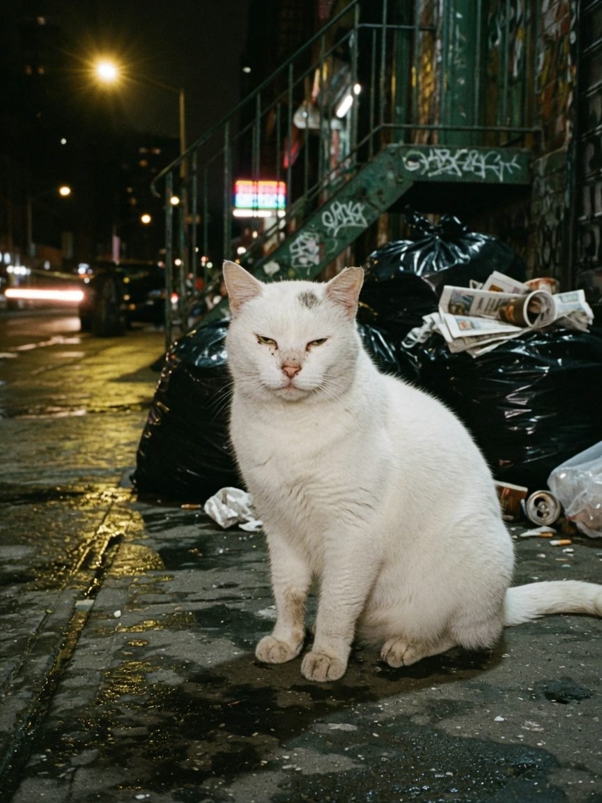 Sitting the dirty sidewalk